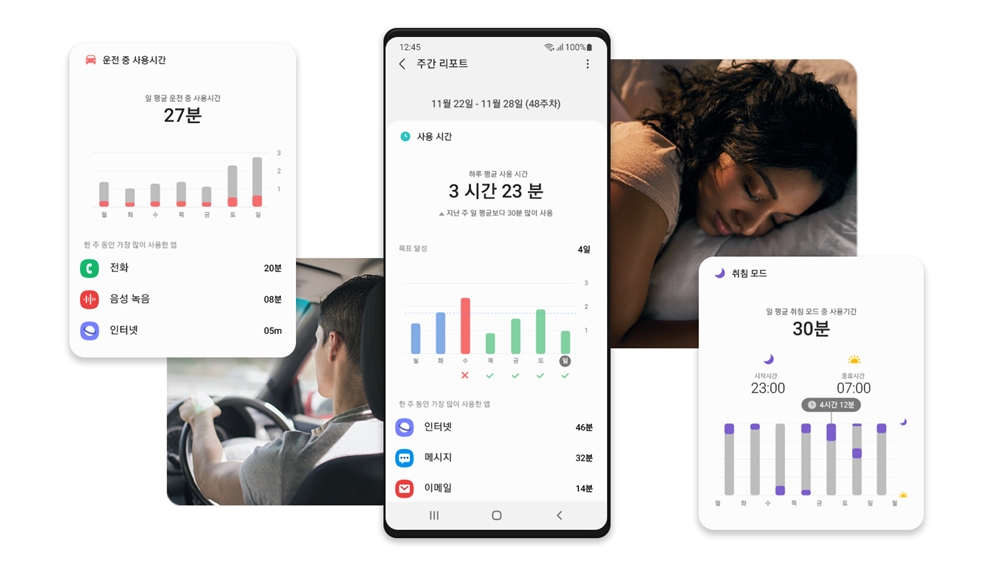 삼성 원 UI 3로 웰빙 앱을 켠 화면